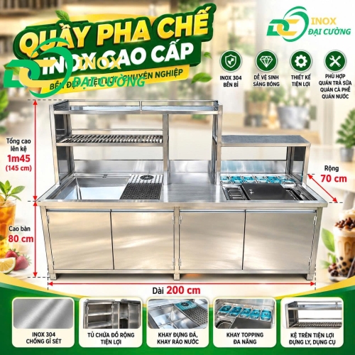 Quầy Chế Đa Năng 2m- Inox Đại Cường