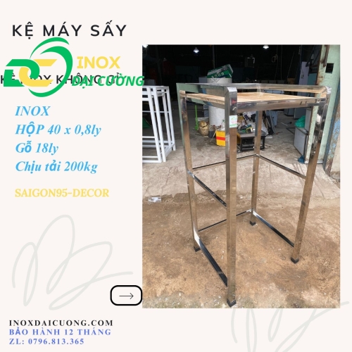 KỆ GIÁ MÁY SẤY - MÁY GIẶT CỬA TRÊN CHỐNG RUNG  SƠN TĨNH ĐIỆN MÀU TRẮNG/ INOX ĐẠI CƯỜNG KE008