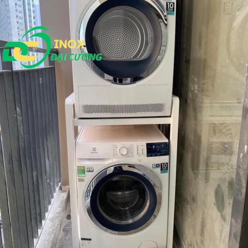 KỆ GIÁ MÁY SẤY - MÁY GIẶT CHỐNG RUNG  SƠN TĨNH ĐIỆN MÀU TRẮNG/ INOX ĐẠI CƯỜNG KE003