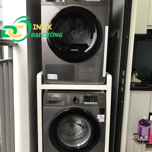 KỆ GIÁ MÁY SẤY - MÁY GIẶT CHỐNG RUNG  SƠN TĨNH ĐIỆN MÀU TRẮNG/ INOX ĐẠI CƯỜNG KE003