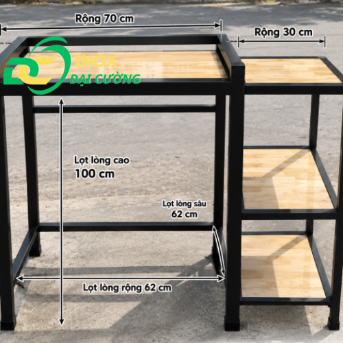 KỆ GIÁ MÁY SẤY - MÁY GIẶT MỞ RỘNG CHỐNG RUNG SẮT SƠN TĨNH ĐIỆN MÀU ĐEN/ INOX ĐẠI CƯỜNG KE004
