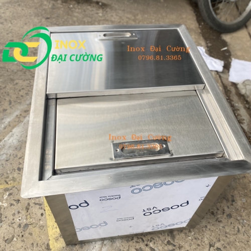 Thùng Đá Inox  Âm Bàn 60x50x40 Inox Đại Cường