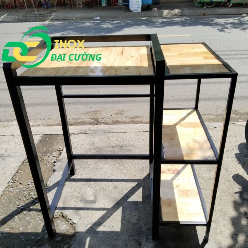 KỆ GIÁ MÁY SẤY - MÁY GIẶT MỞ RỘNG CHỐNG RUNG SẮT SƠN TĨNH ĐIỆN MÀU ĐEN/ INOX ĐẠI CƯỜNG KE004