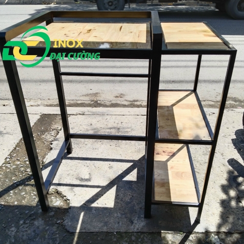 KỆ GIÁ MÁY SẤY - MÁY GIẶT MỞ RỘNG CHỐNG RUNG SẮT SƠN TĨNH ĐIỆN MÀU ĐEN/ INOX ĐẠI CƯỜNG KE004