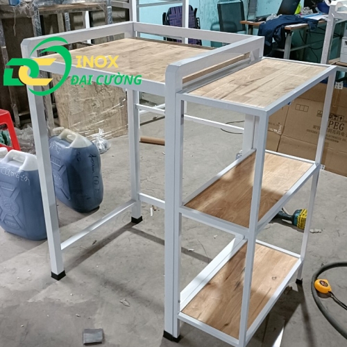 KỆ GIÁ MÁY SẤY - MÁY GIẶT MỞ RỘNG CHỐNG RUNG SẮT SƠN TĨNH ĐIỆN MÀU ĐEN/ INOX ĐẠI CƯỜNG KE004