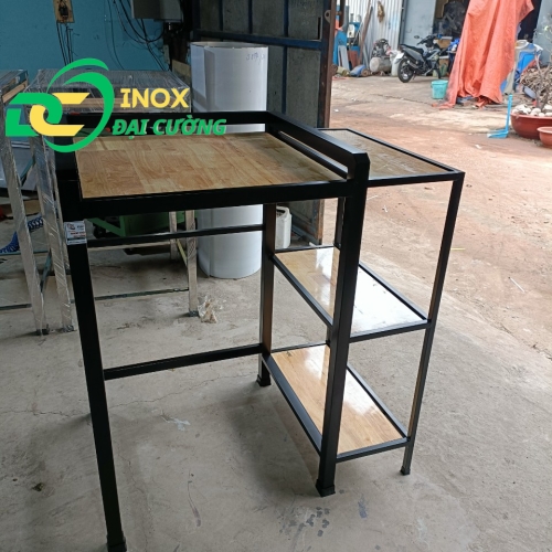 KỆ GIÁ MÁY SẤY - MÁY GIẶT MỞ RỘNG CHỐNG RUNG SẮT SƠN TĨNH ĐIỆN MÀU ĐEN/ INOX ĐẠI CƯỜNG KE004