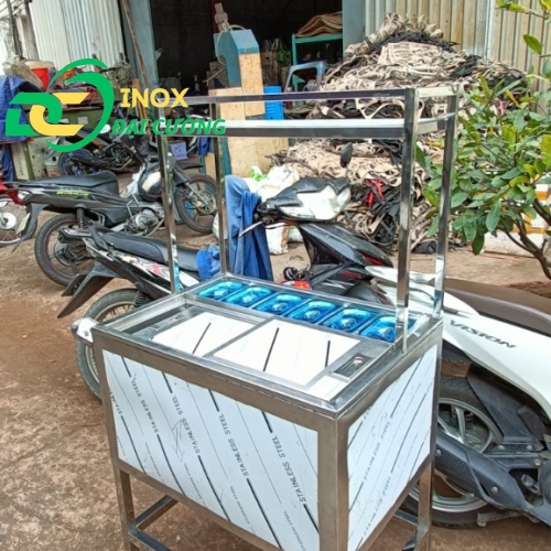 Thùng Đá Có Chân kèm 6 khay topping 74x55x40/ CHÂN 80 