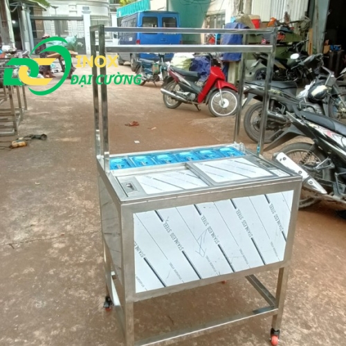 Thùng Đá Có Chân kèm 6 khay topping 74x55x40/ CHÂN 80 