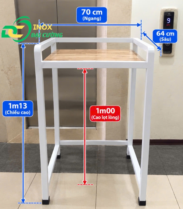 KỆ GIÁ MÁY SẤY - MÁY GIẶT CHỐNG RUNG  SƠN TĨNH ĐIỆN MÀU TRẮNG/ INOX ĐẠI CƯỜNG KE003