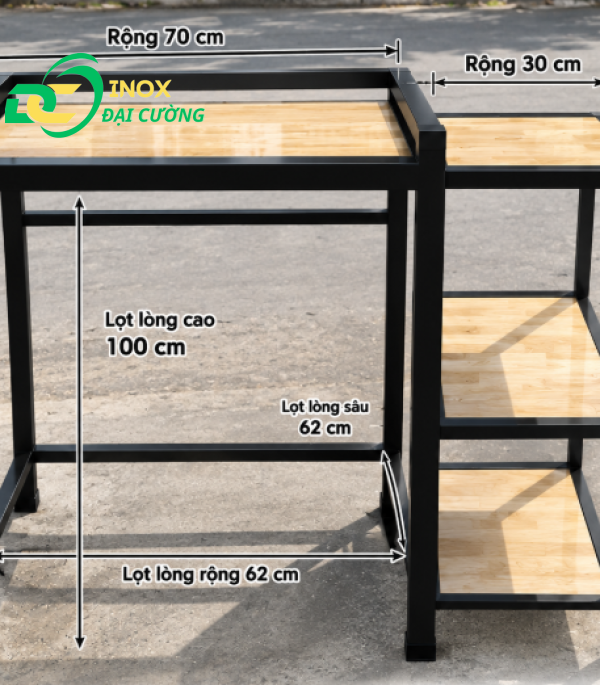 KỆ GIÁ MÁY SẤY - MÁY GIẶT MỞ RỘNG CHỐNG RUNG SẮT SƠN TĨNH ĐIỆN MÀU ĐEN/ INOX ĐẠI CƯỜNG KE004